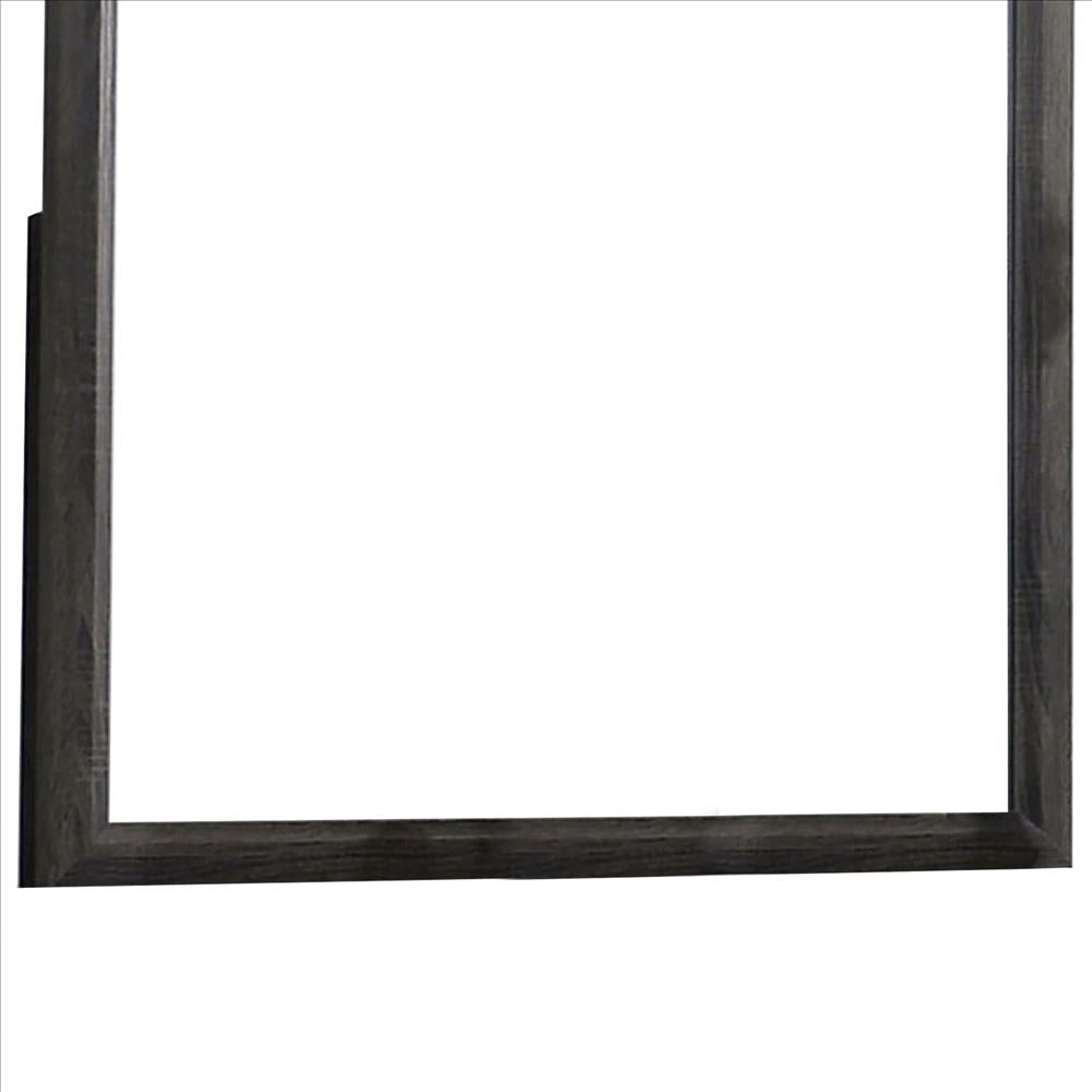 Benjara 39 Inch Contemporary Wooden Frame Mirror, Gray