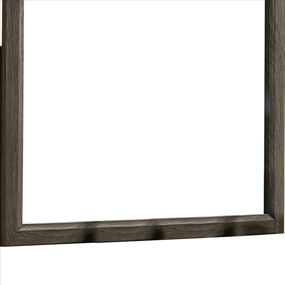 Benjara 35 Inch Transitional Style Wooden Frame Mirror, Gray