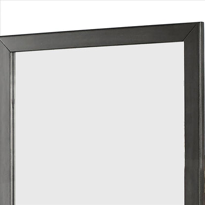 Benjara 32 Inch Transitional Style Wooden Frame Mirror, Gray
