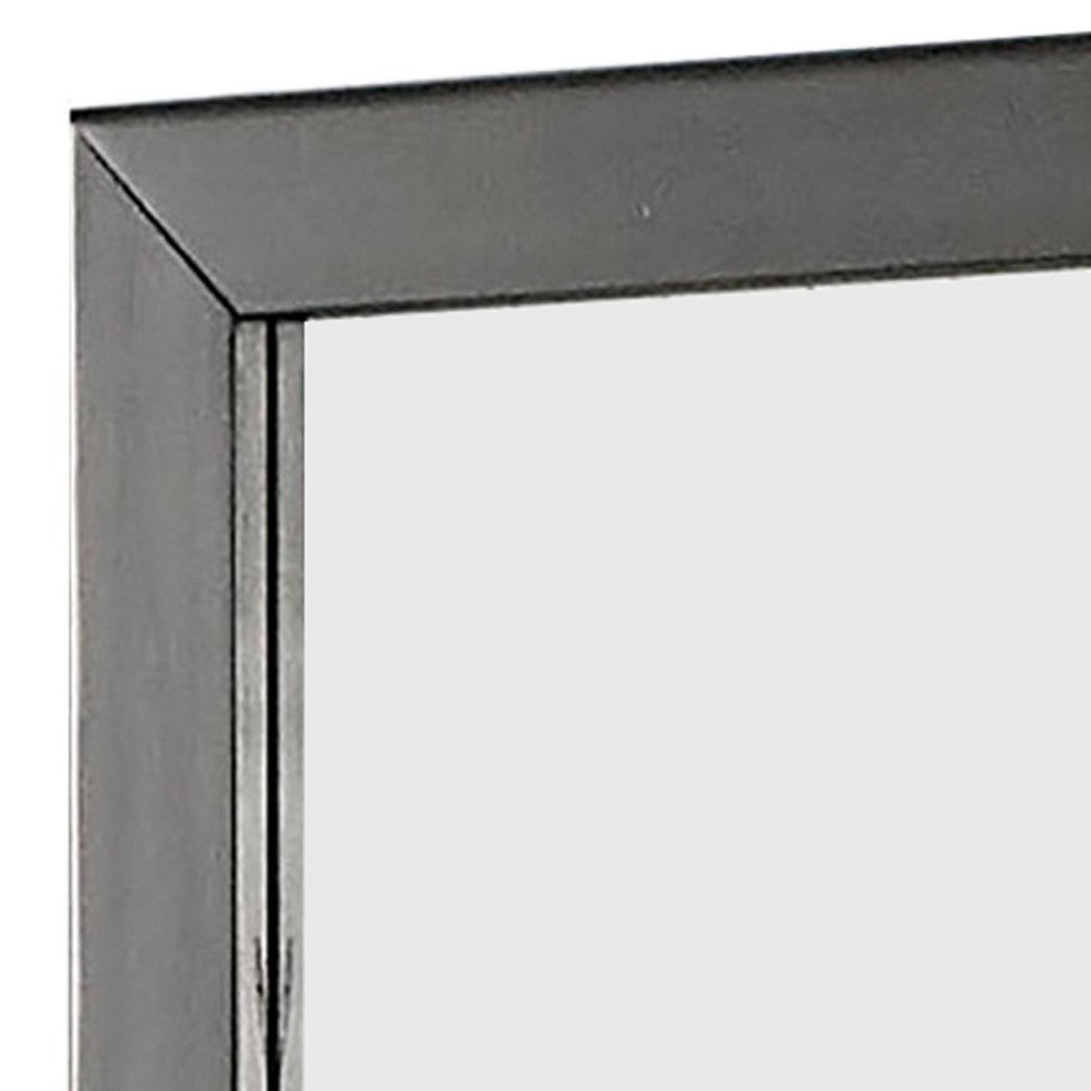 Benjara 32 Inch Transitional Style Wooden Frame Mirror, Gray