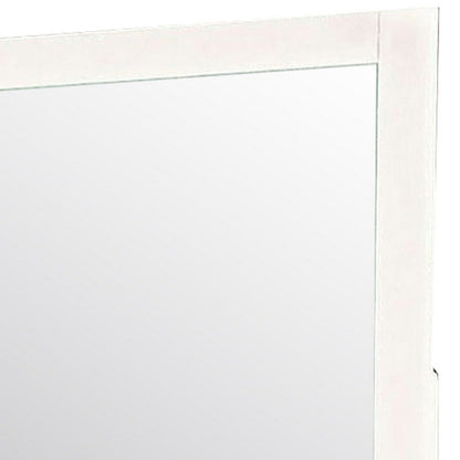 Benjara 32 Inch Contemporary Style Wooden Frame Mirror, White