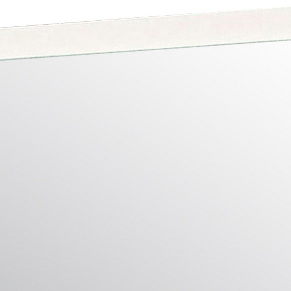 Benjara 32 Inch Contemporary Style Wooden Frame Mirror, White