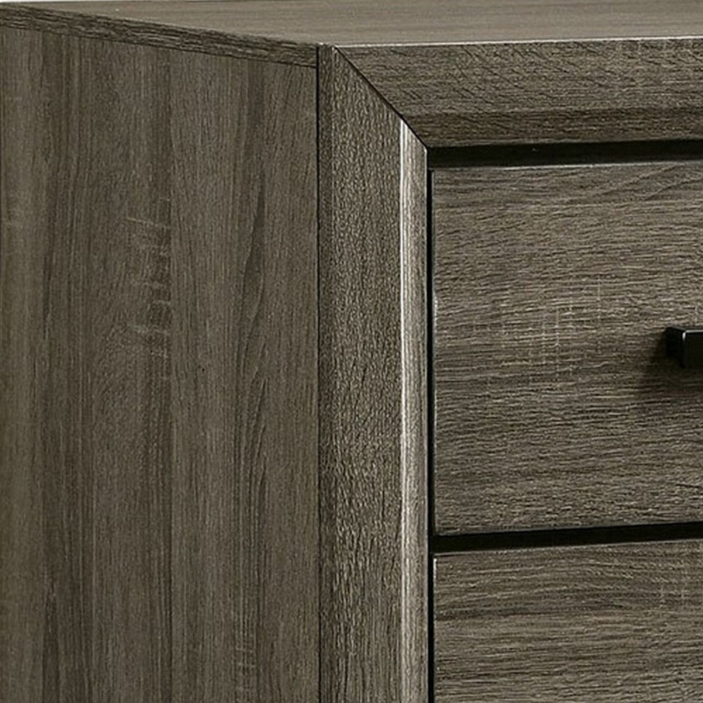 Benjara 24 Inch 2 Drawer Wooden Nightstand With Finger Pulls, Brown