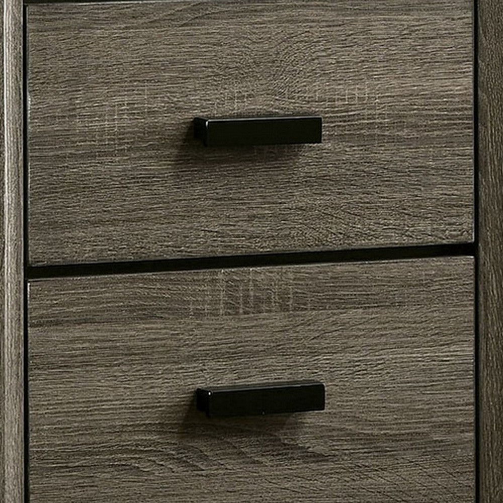Benjara 24 Inch 2 Drawer Wooden Nightstand With Finger Pulls, Brown