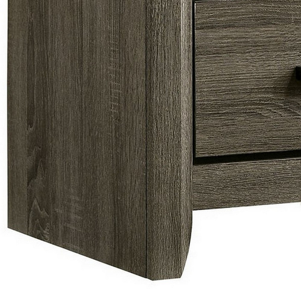 Benjara 24 Inch 2 Drawer Wooden Nightstand With Finger Pulls, Brown