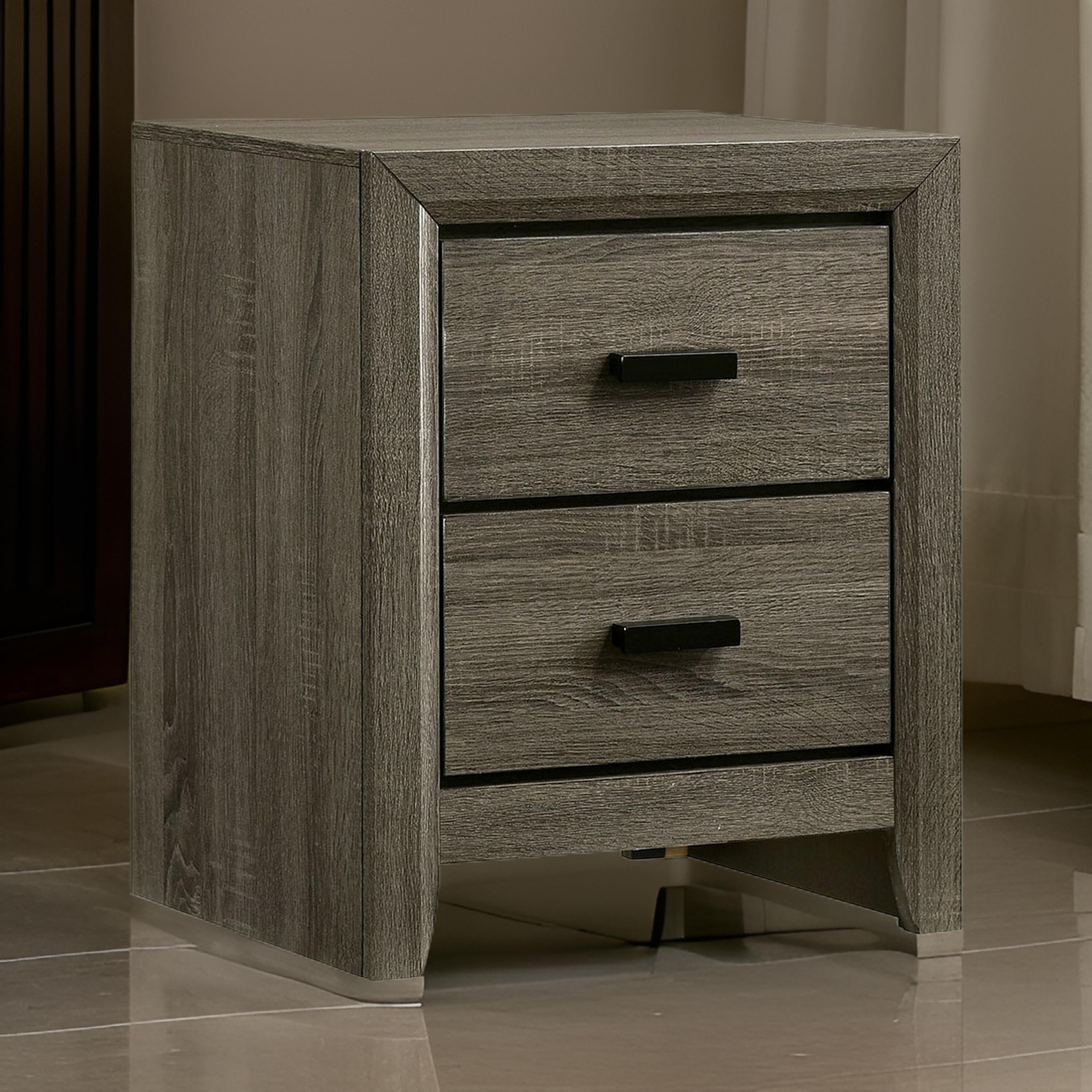 Benjara 24 Inch 2 Drawer Wooden Nightstand With Finger Pulls, Brown