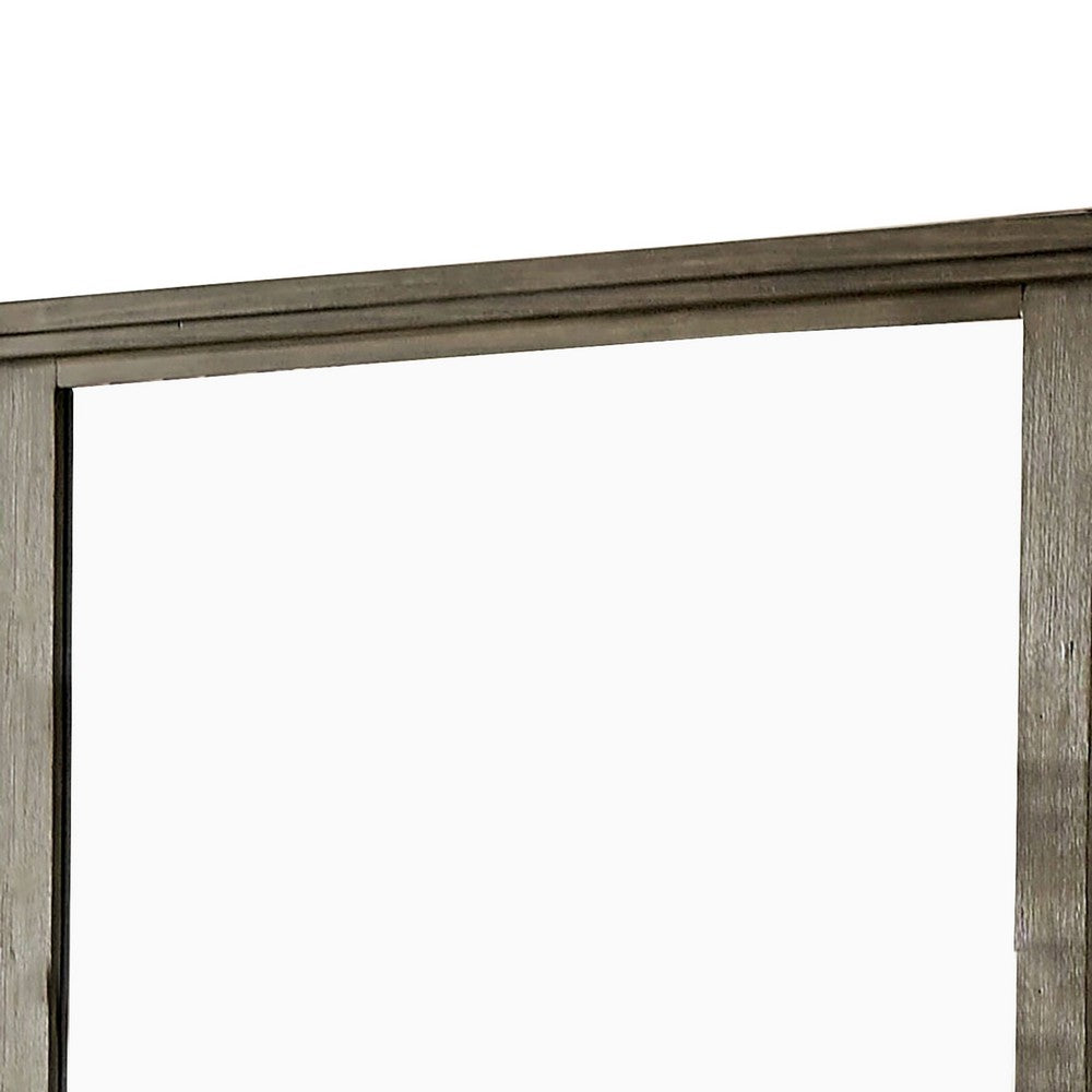 Benjara 45 Inch Transitional Style Wooden Frame Mirror, Gray