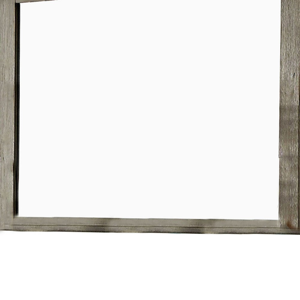 Benjara 45 Inch Transitional Style Wooden Frame Mirror, Gray