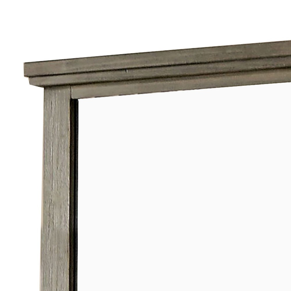 Benjara 45 Inch Transitional Style Wooden Frame Mirror, Gray