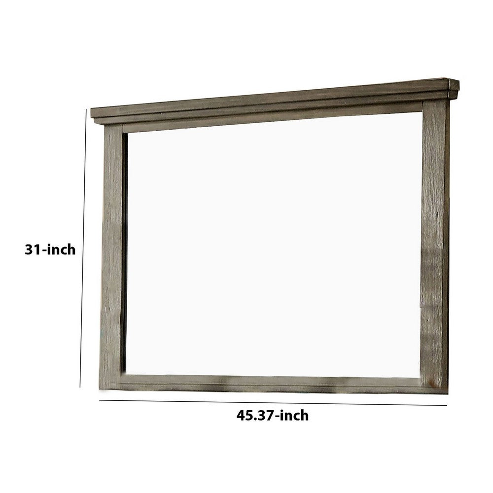 Benjara 45 Inch Transitional Style Wooden Frame Mirror, Gray