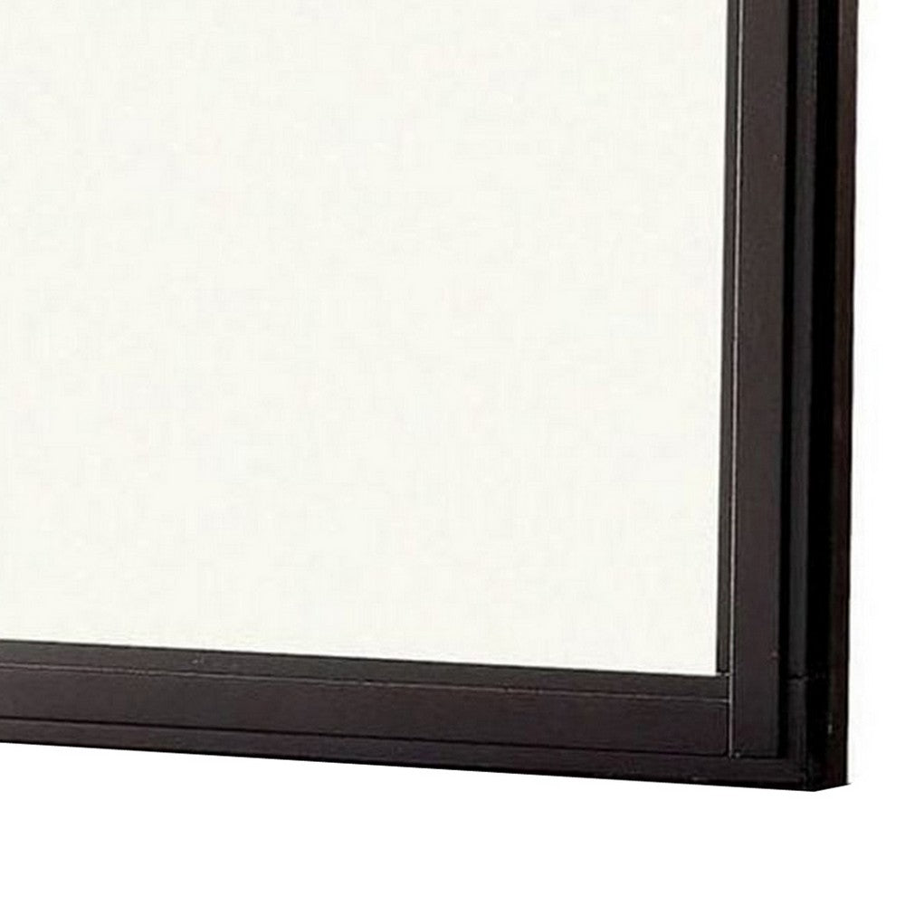 Benjara 38 Transitional Style Square Wooden Frame Mirror, Espresso