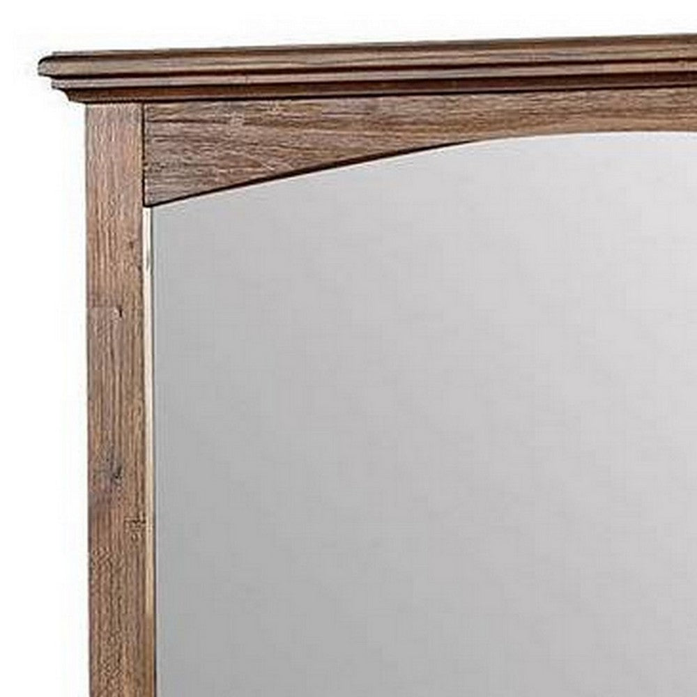 Benjara 37 Inch Transitional Style Wooden Frame Mirror, Dark Oak