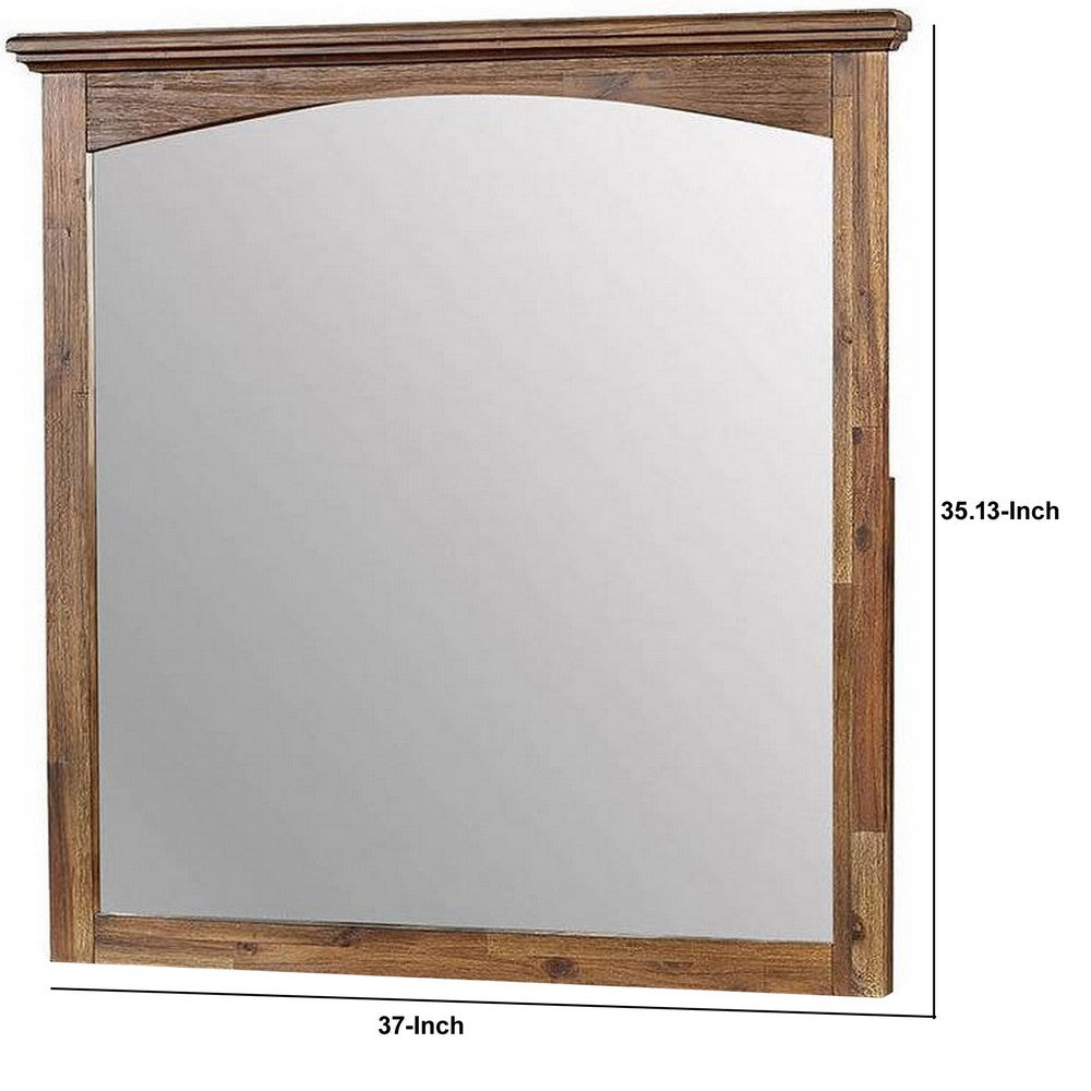 Benjara 37 Inch Transitional Style Wooden Frame Mirror, Dark Oak