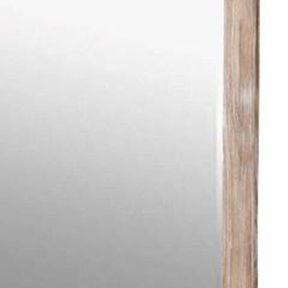 Benjara 38 Inch Mirror With Rectangular Wooden Frame, Brown