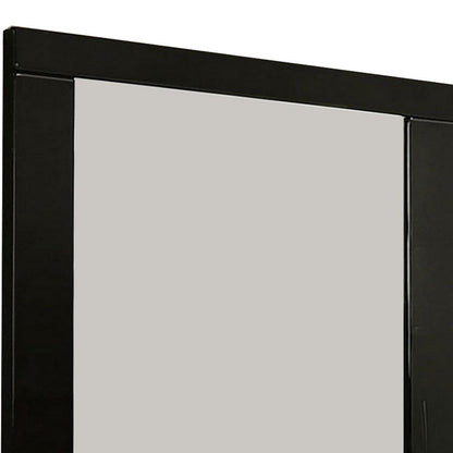 Benjara 37 Inch Rectangular Mirror With Wooden Frame, Black