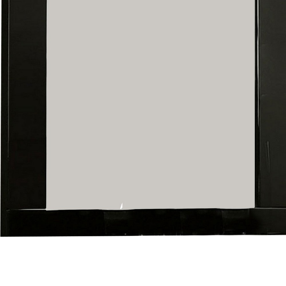 Benjara 37 Inch Rectangular Mirror With Wooden Frame, Black