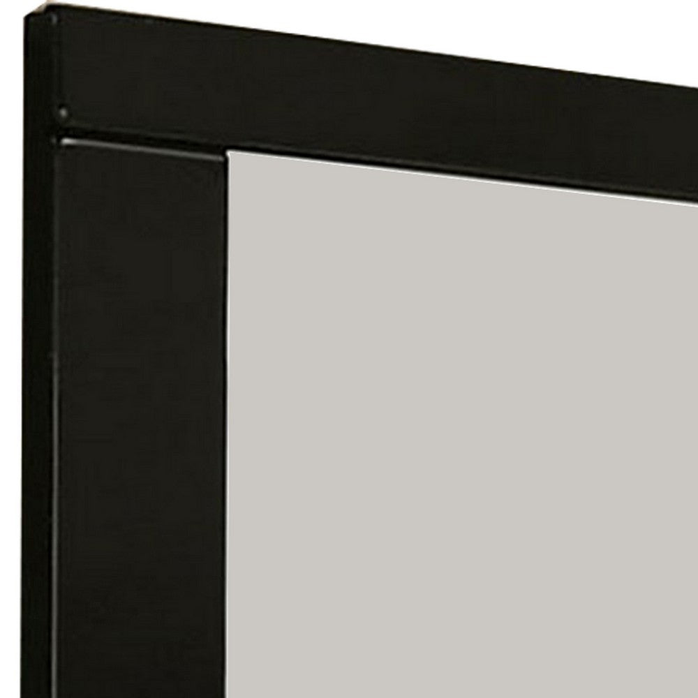 Benjara 37 Inch Rectangular Mirror With Wooden Frame, Black
