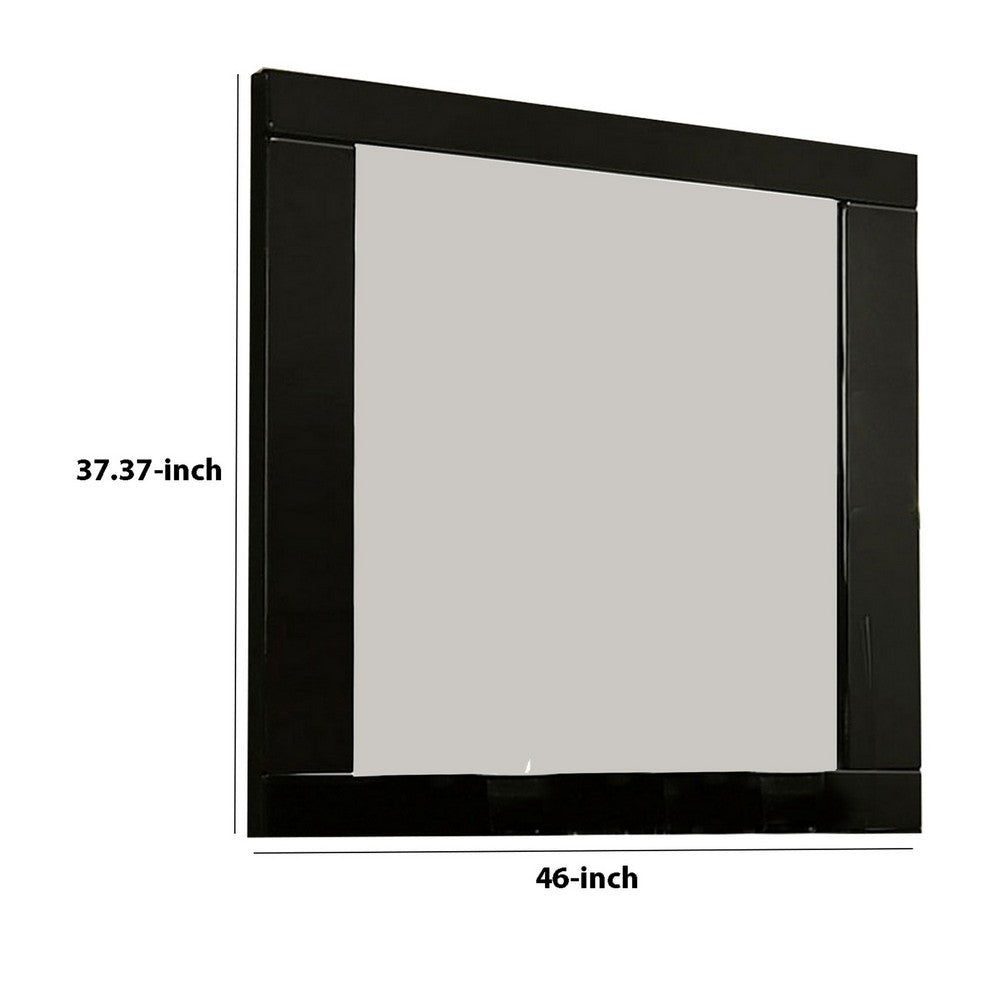 Benjara 37 Inch Rectangular Mirror With Wooden Frame, Black