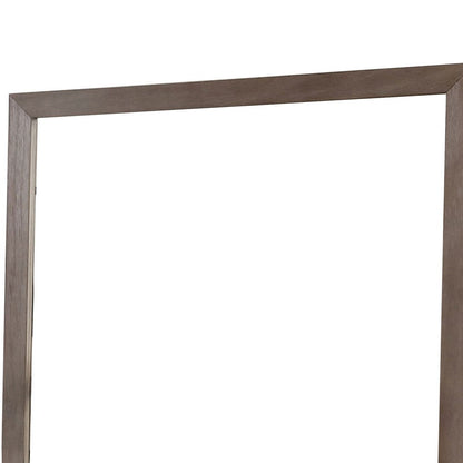 Benjara 36 Inch Mirror With Rectangular Wooden Frame, Brown