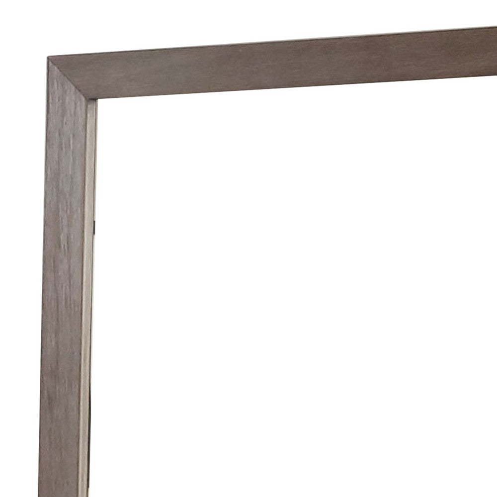 Benjara 36 Inch Mirror With Rectangular Wooden Frame, Brown