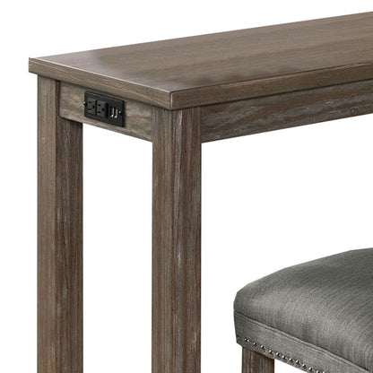 Benjara 4 Piece Wooden Counter Height Table With Fabric Padded Stool, Brown