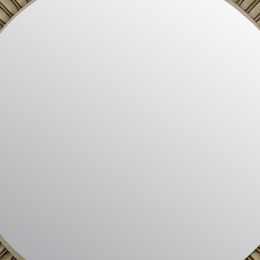 Benjara Traditional Style Round Mirror With Decorative Trim Edges, White