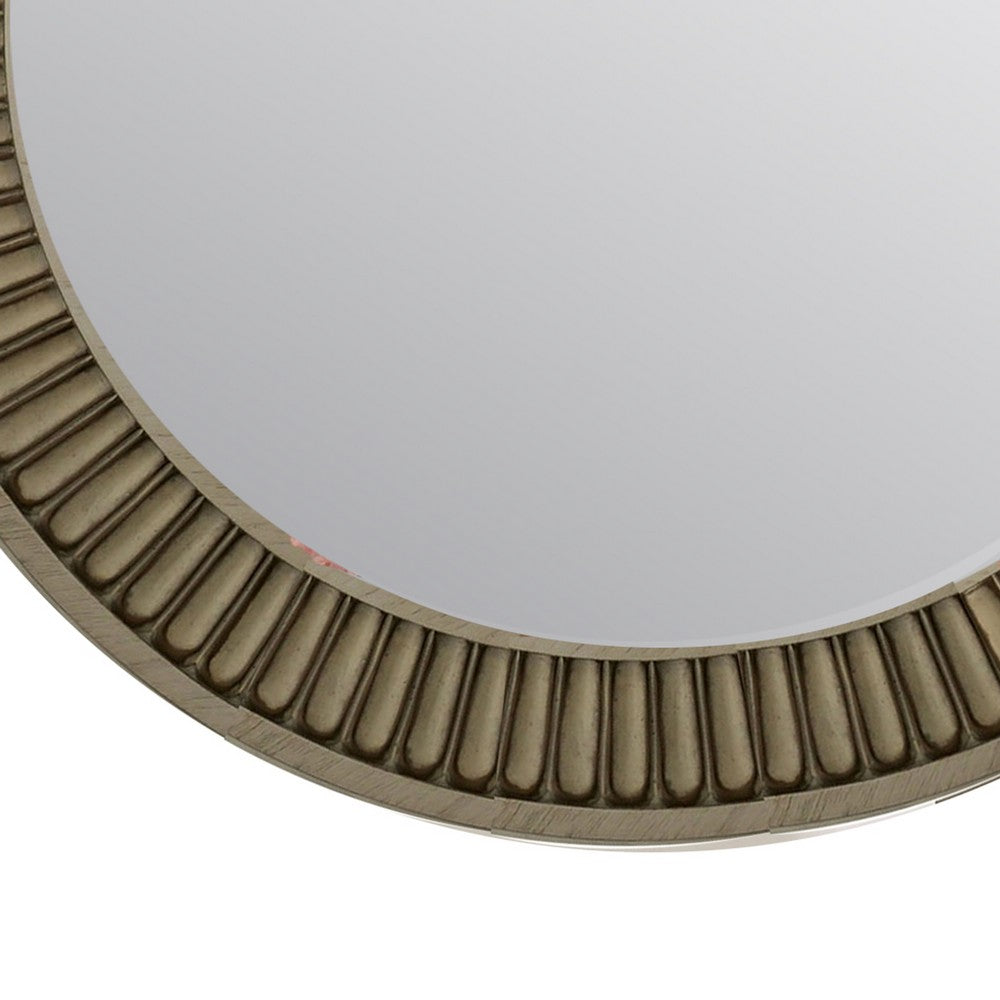Benjara Traditional Style Round Mirror With Decorative Trim Edges, White