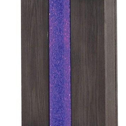 Benjara Glass Top End Table With Wooden Pedestal Base, Gray