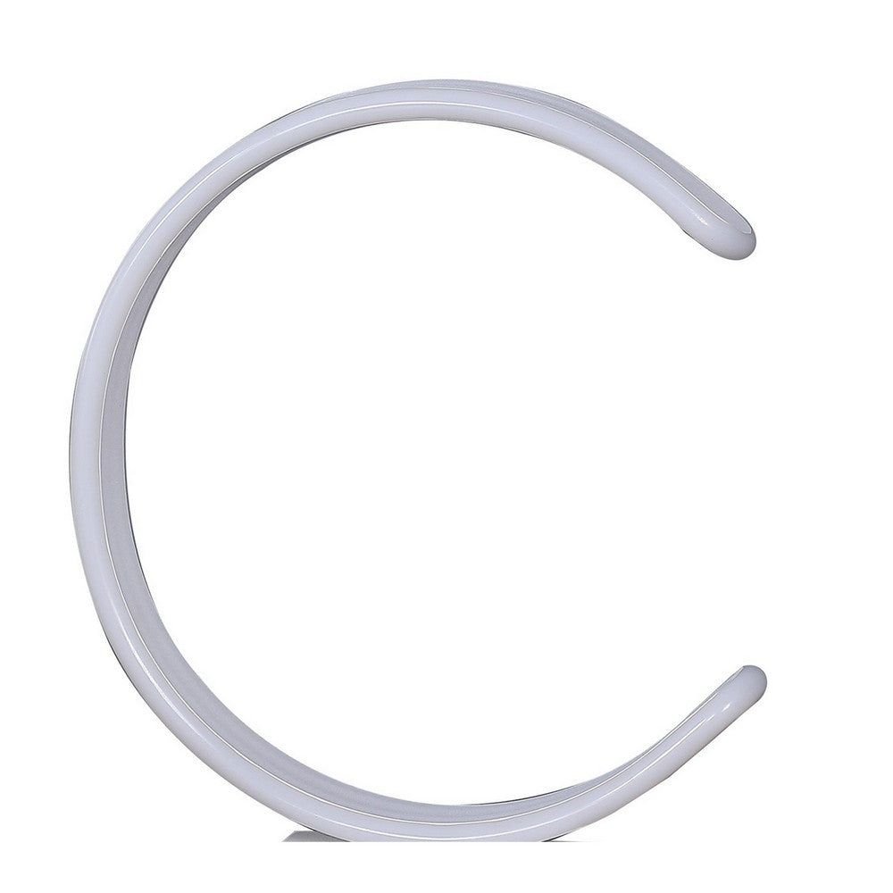 Benjara Metal C Shaped Table Lamp With Usb Plugin, White