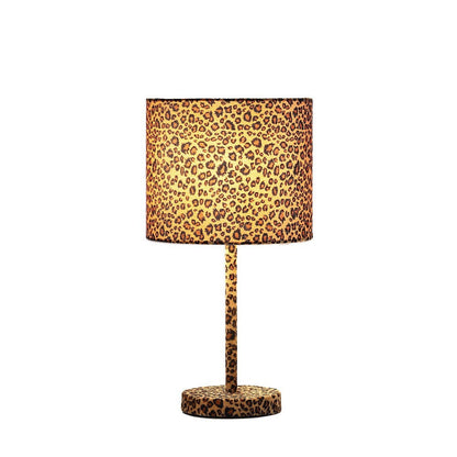 Benjara Fabric Wrapped Table Lamp With Dotted Animal Print, Brown And Black