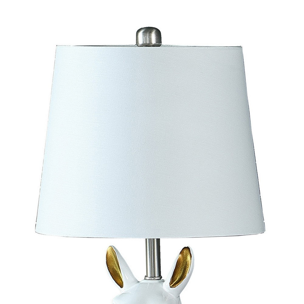 Benjara Metal Table Lamp With Llama Animal Head, White
