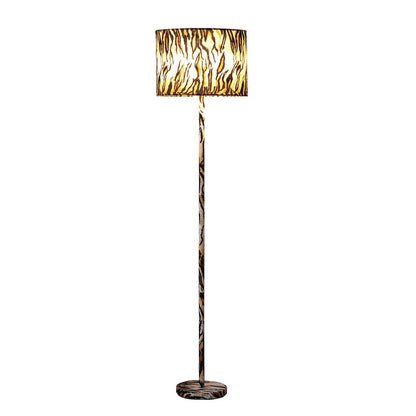 Benjara Fabric Wrapped Floor Lamp With Animal Print, Yellow And Black