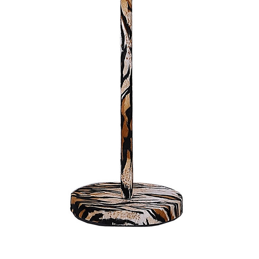 Benjara Fabric Wrapped Floor Lamp With Animal Print, Yellow And Black