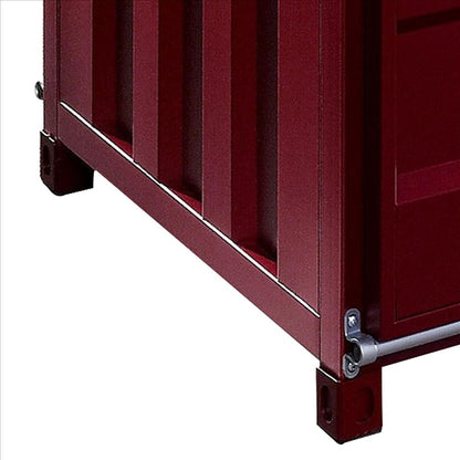Benjara Container Style Coffee Table With Sliding Doors, Red