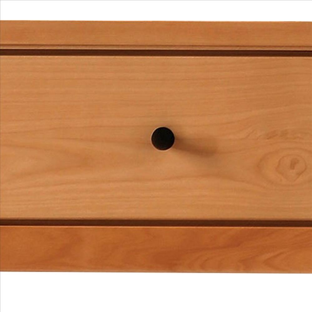 Benjara Mid Century Modern Wooden 1 Drawer Nightstand With Shelf, Light Oak Brown