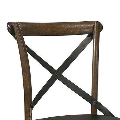 Benjara Wooden Crossback Side Chairs With Saber Legs, Set Of 2, Brown