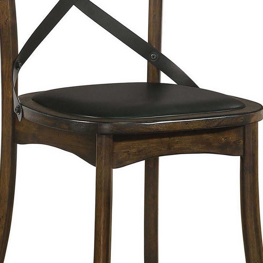 Benjara Wooden Crossback Side Chairs With Saber Legs, Set Of 2, Brown