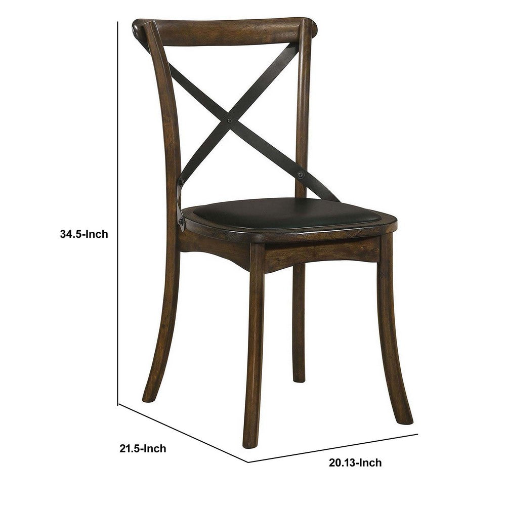 Benjara Wooden Crossback Side Chairs With Saber Legs, Set Of 2, Brown