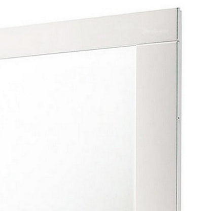 Benjara Contemporary Square Wooden Mirror With Mounting Hardware, White