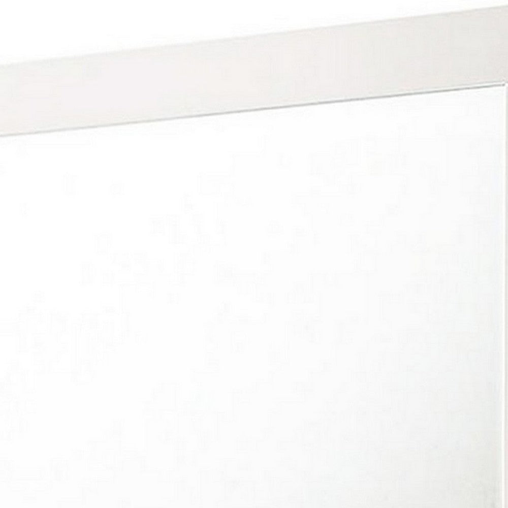 Benjara Contemporary Square Wooden Mirror With Mounting Hardware, White