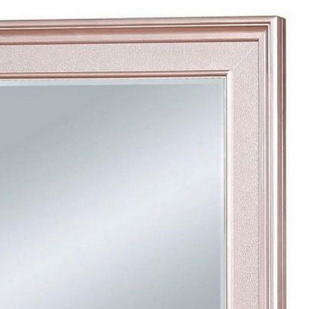 Benjara 64 Inch Contemporary Style Wooden Frame Mirror, Rose Pink