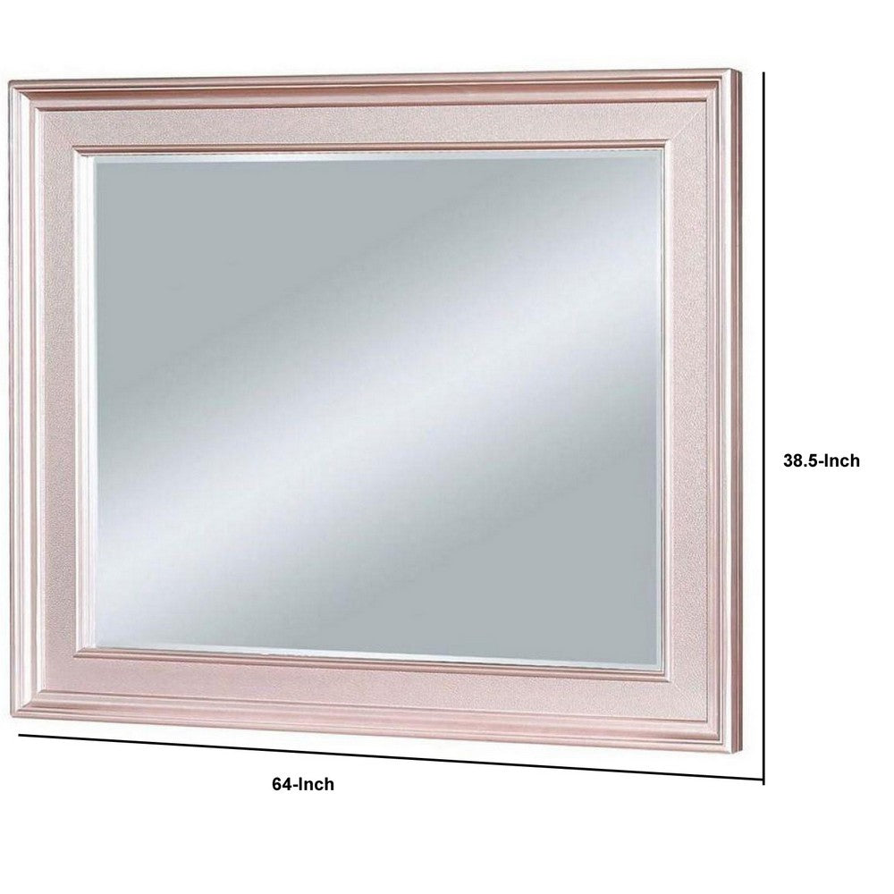 Benjara 64 Inch Contemporary Style Wooden Frame Mirror, Rose Pink