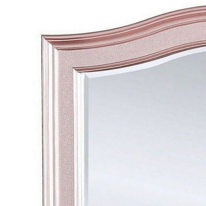 Benjara 46 Inch Contemporary Style Wooden Frame Mirror, Rose Pink