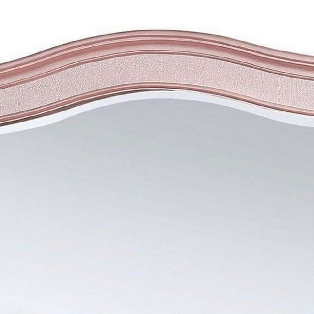 Benjara 46 Inch Contemporary Style Wooden Frame Mirror, Rose Pink
