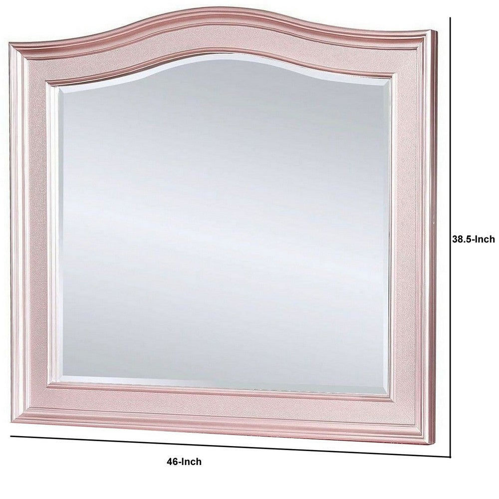 Benjara 46 Inch Contemporary Style Wooden Frame Mirror, Rose Pink