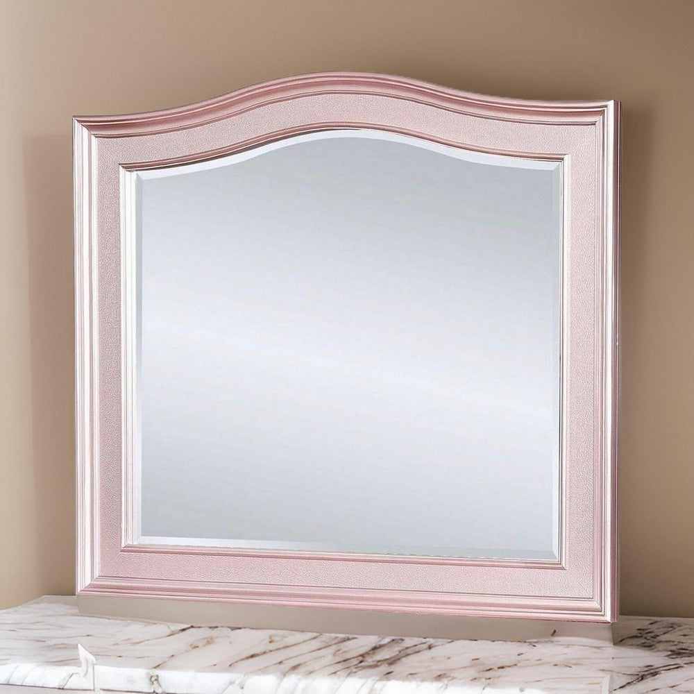 Benjara 46 Inch Contemporary Style Wooden Frame Mirror, Rose Pink