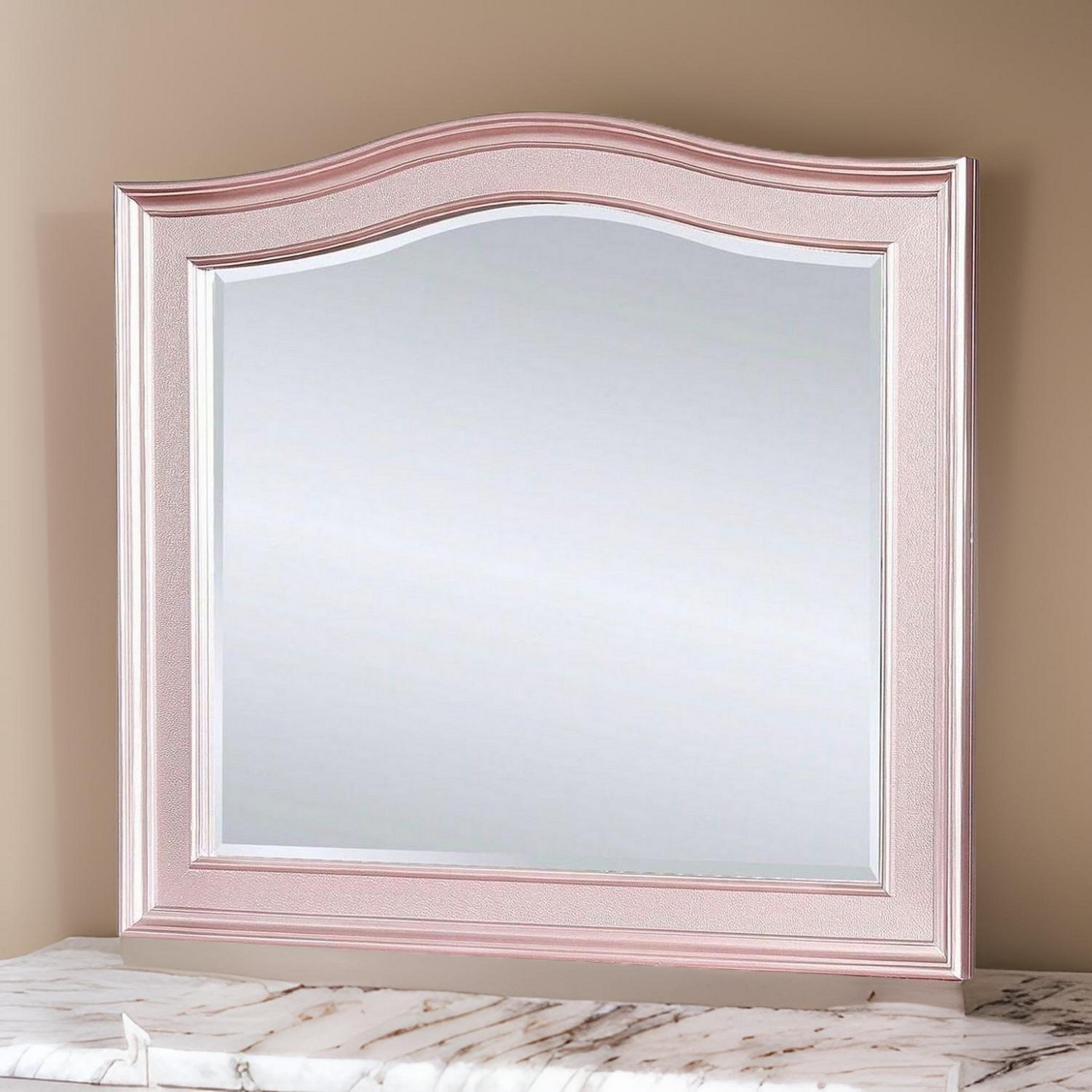 Benjara 46 Inch Contemporary Style Wooden Frame Mirror, Rose Pink