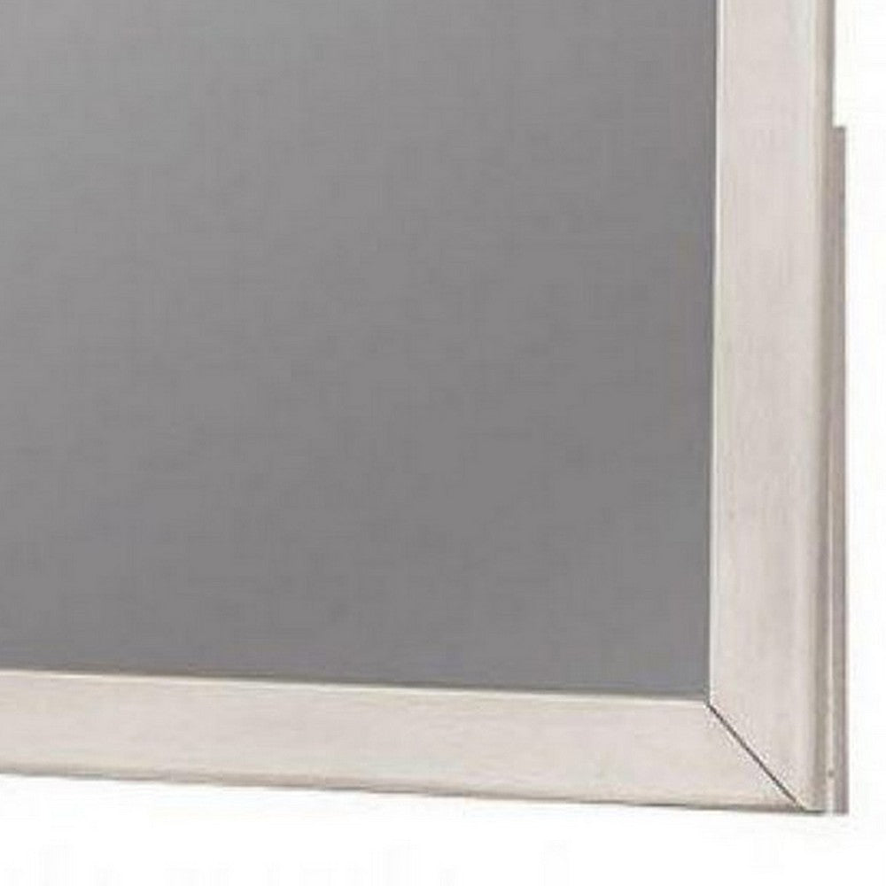 Benjara 32 Inch Transitional Style Wooden Frame Mirror, White