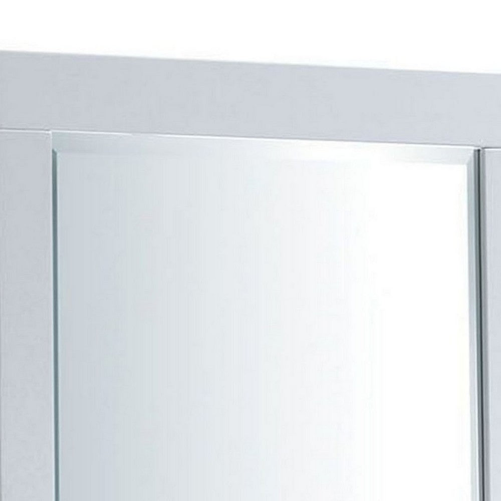 Benjara 27 Inch Contemporary Wooden Frame Rectangular Mirror, White