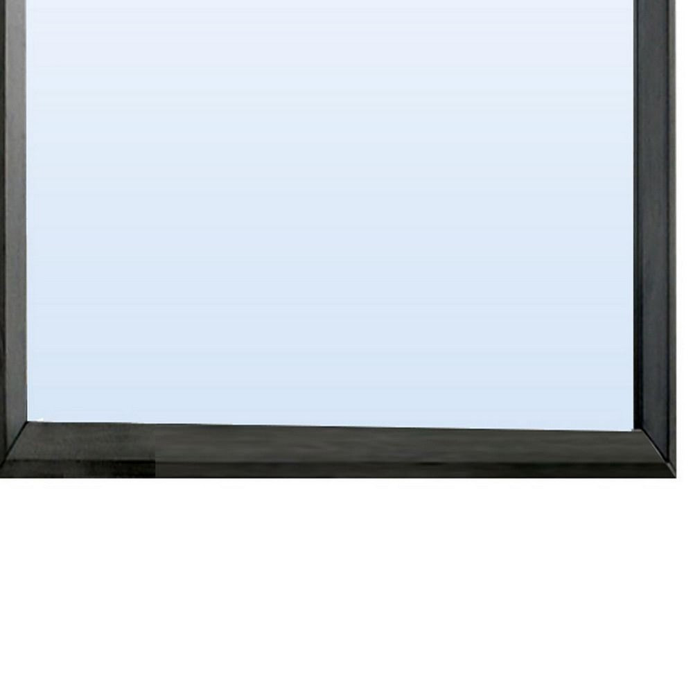 Benjara 45 Inch Rectangular Wooden Frame Contemporary Mirror, Gray